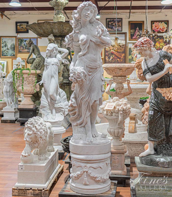 Dancing Female Statue in Statuary White Marble