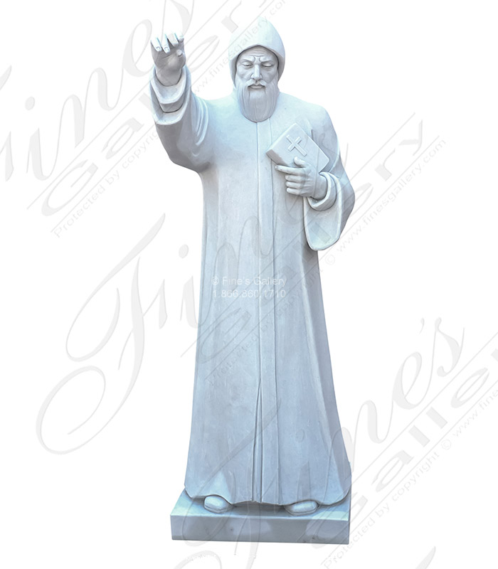 Saint Sharbel - 72 Inch tall in Solid Statuary White Marble