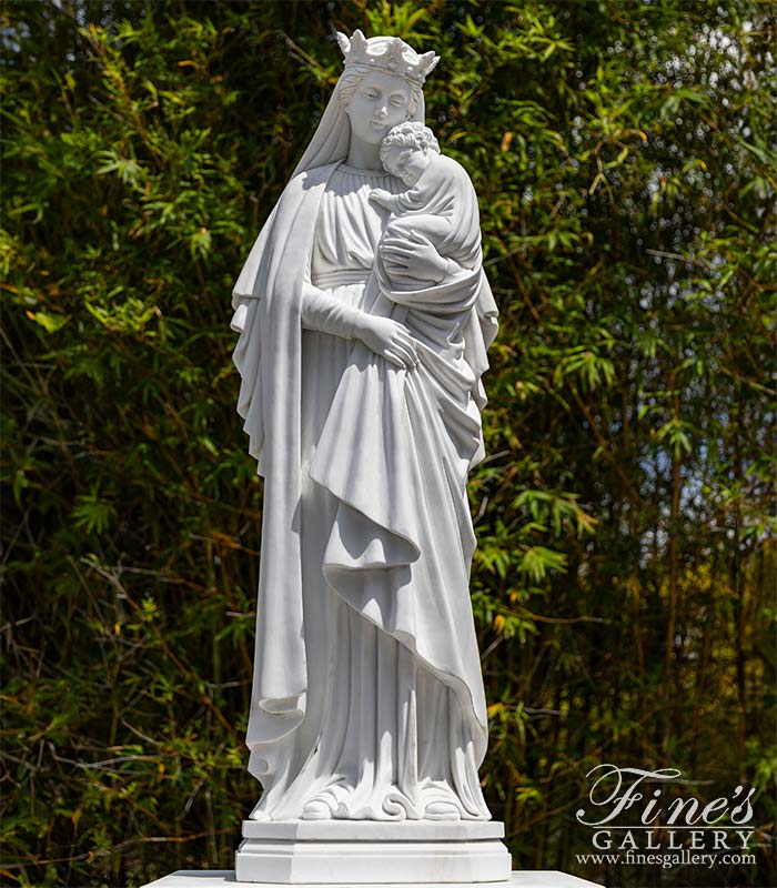 Madonna holding Baby in Carved Marble