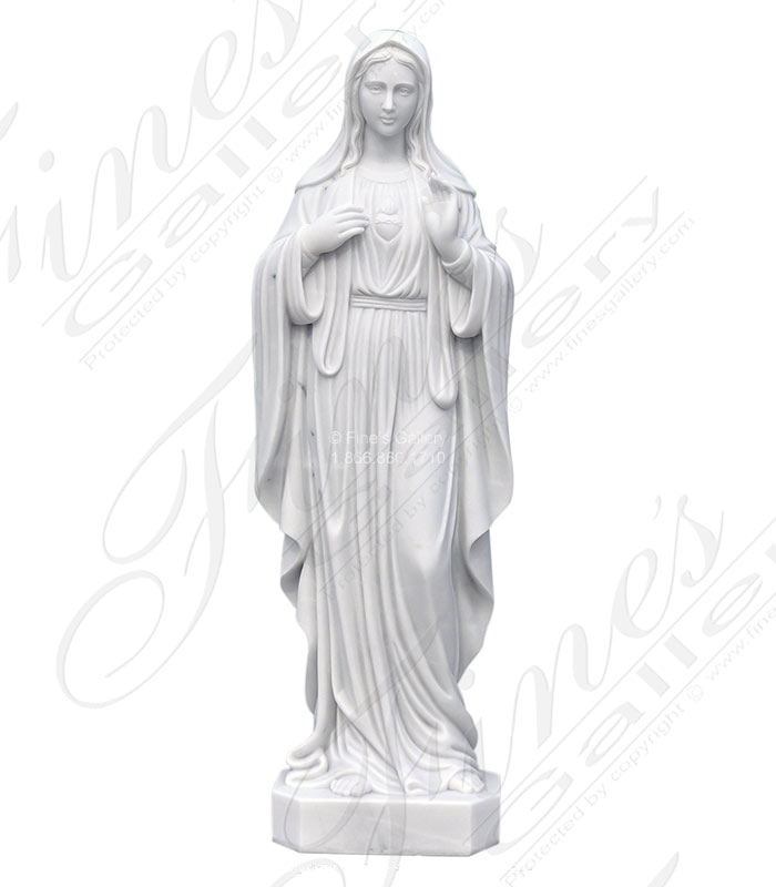 Sacred Hearth of Mary Statue in Marble