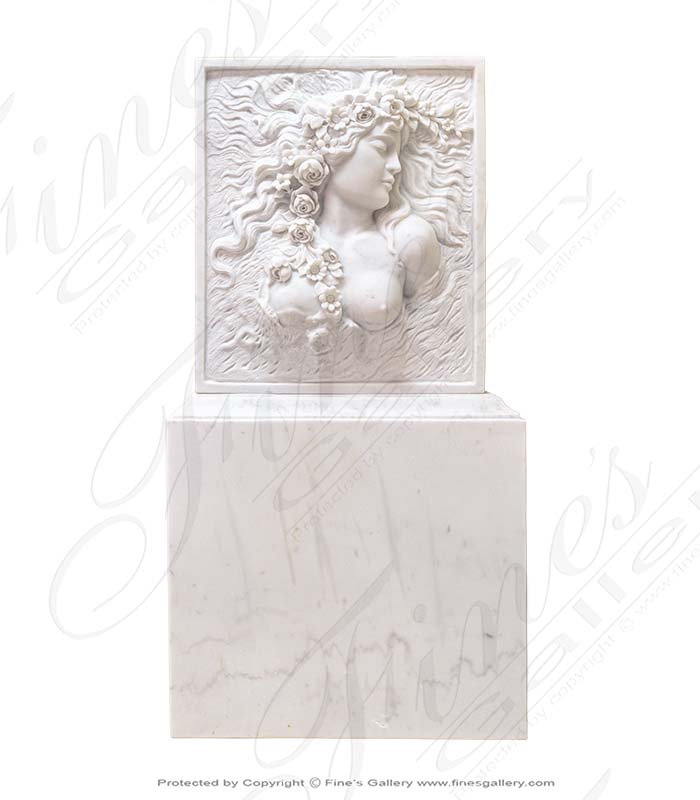 Floral Beauty Hand Carved Marble Relief