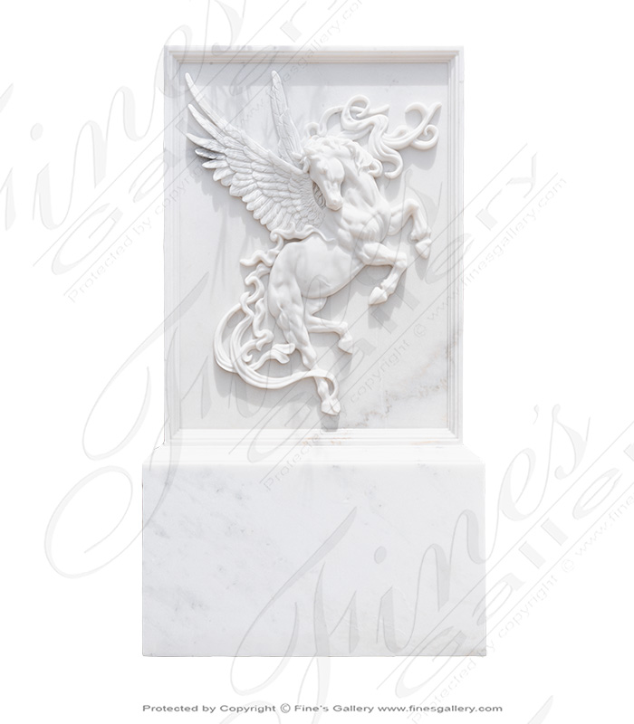 Pegasus Marble Relief in Statuary White Marble