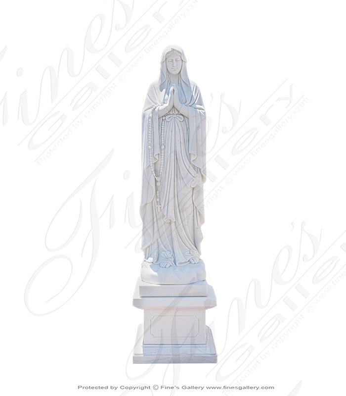 A Statuary White Marble Our Lady of Lourdes Statue - 63 Inch
