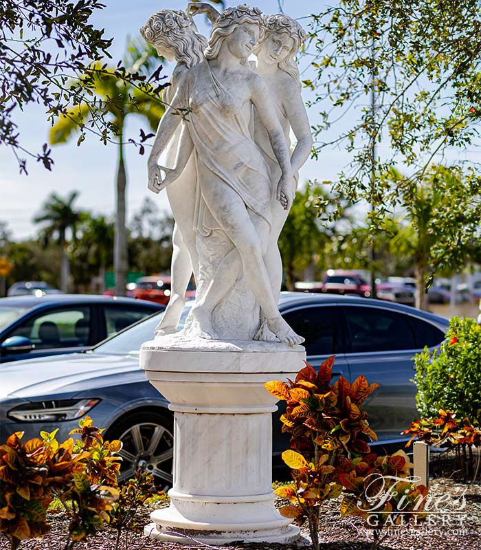 Three Graceful Maidens Carved Marble Statue