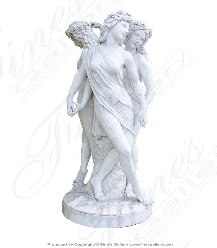 Three Ladies Carved Marble Statue