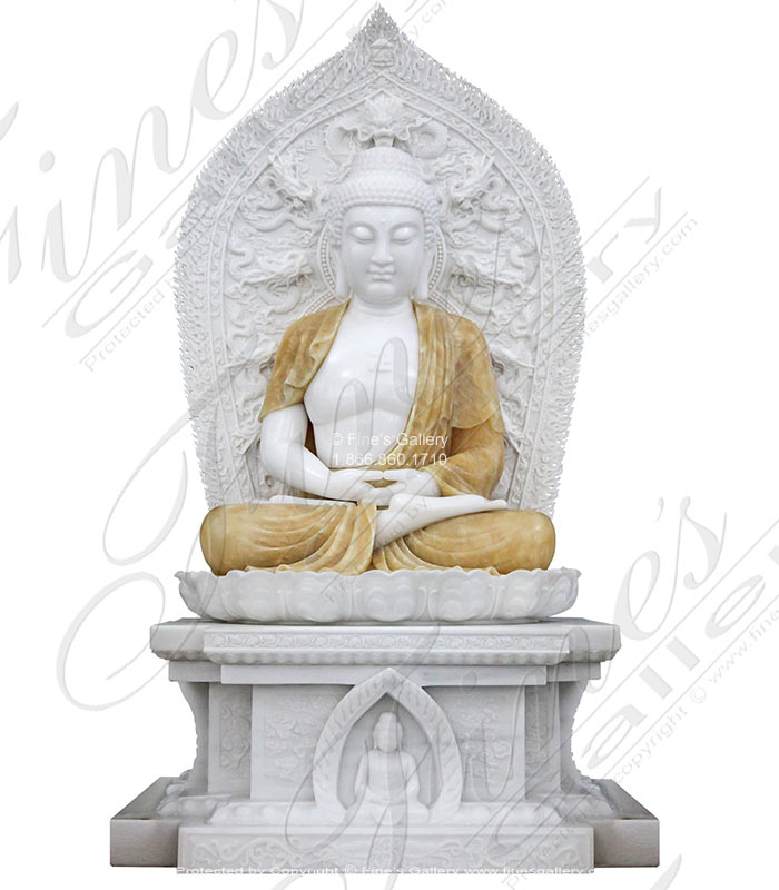 Carved Marble Buddha with marble Shrine