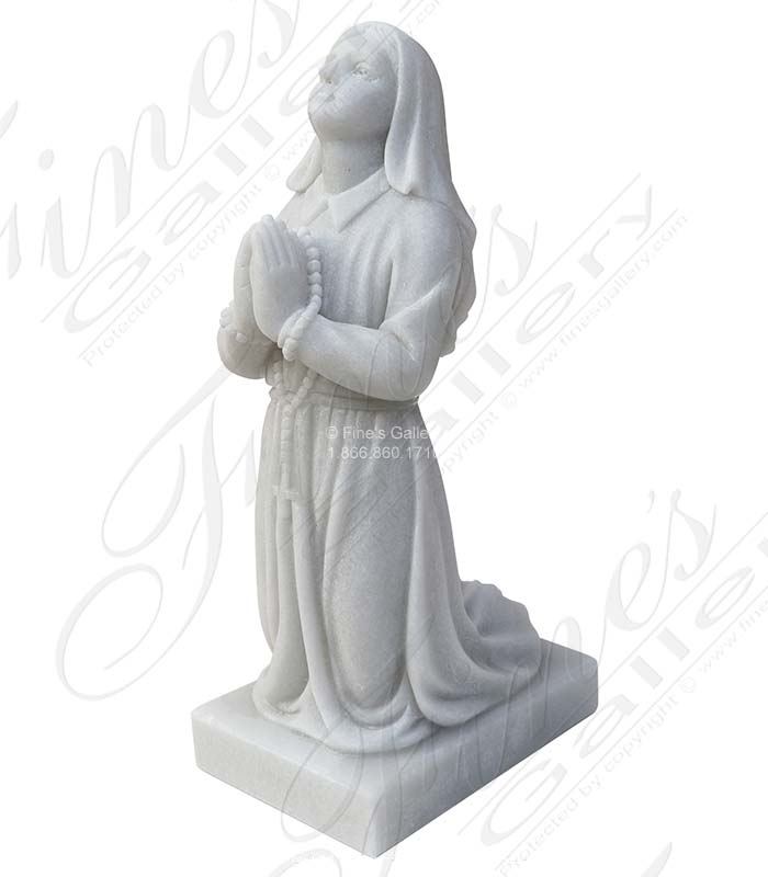 Kneeling St Bernadette Statue in White Marble