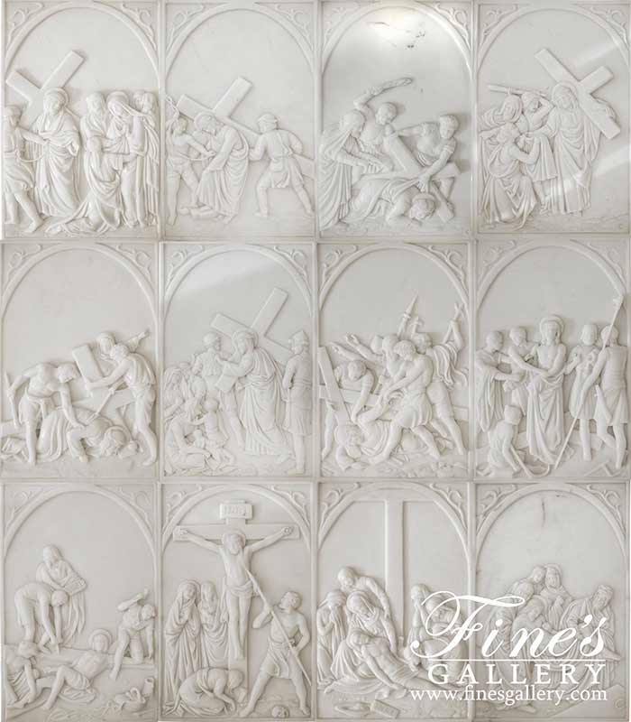 The Stations of the Cross in Statuary White Marble