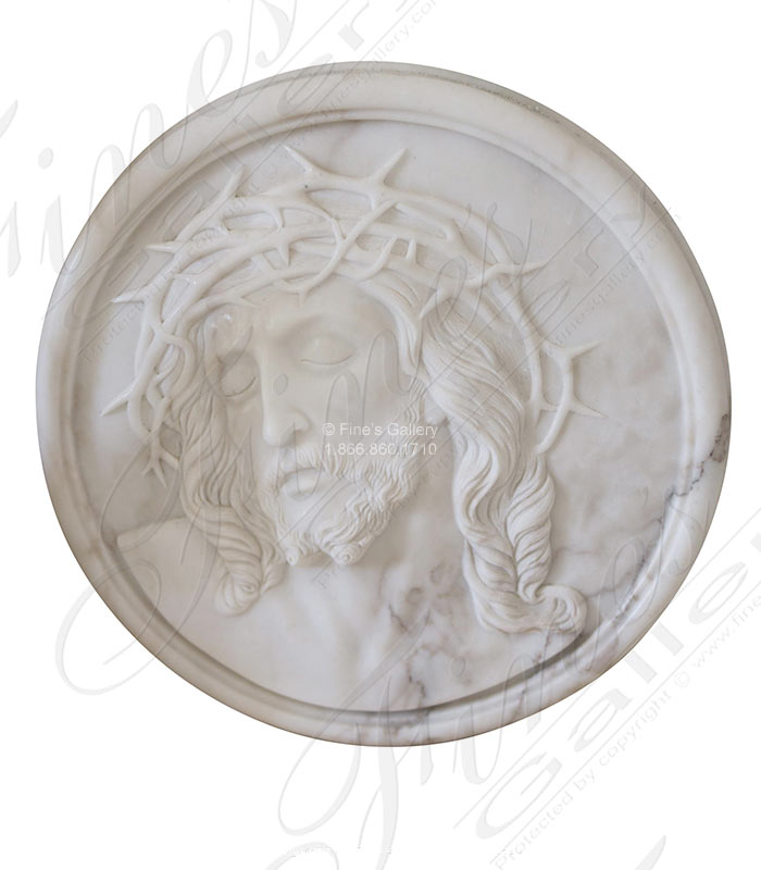 20 Inch Round Profile Relief of Jesus Christ in Statuary White Marble
