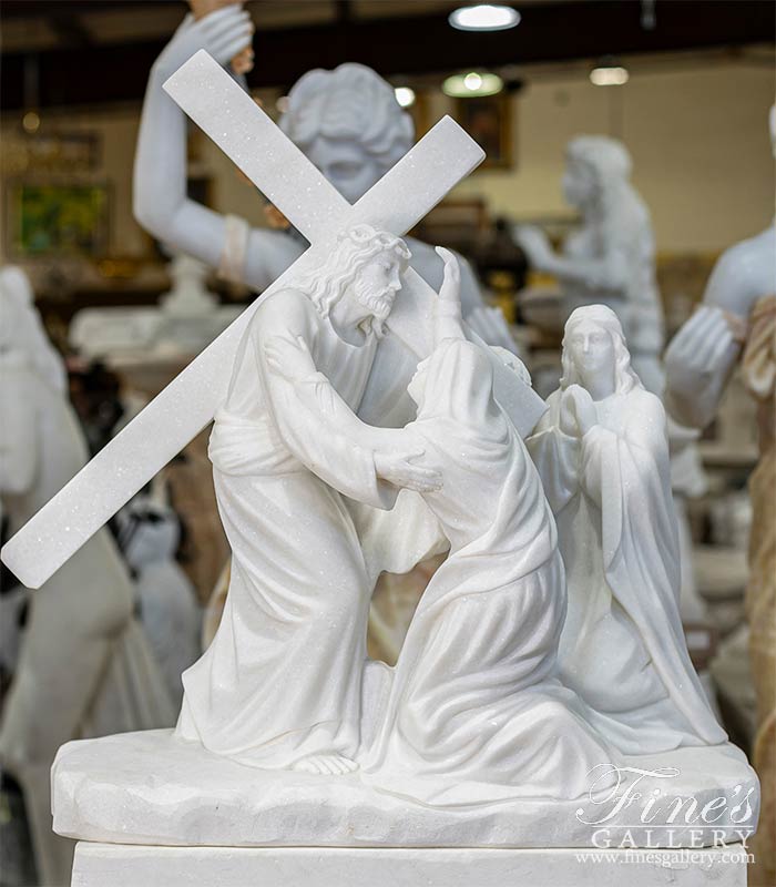 The Fourth Station of The Cross in Hand Carved Marble
