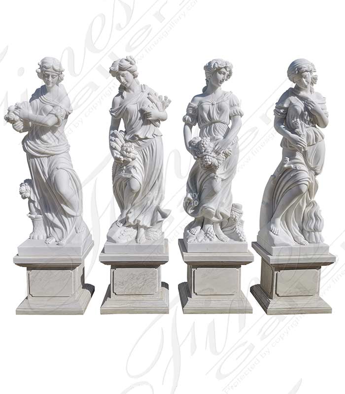 63 Inch Four Seasons Set in Statuary White Marble 