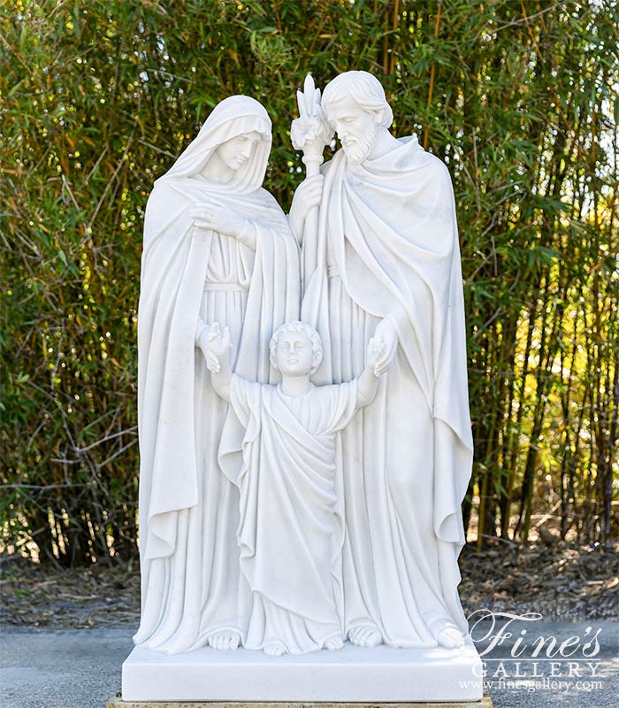 Holy Family Statue in Statuary White Marble
