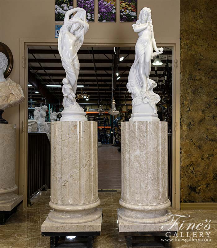 A Pair of Statues in Polished Statuary Marble