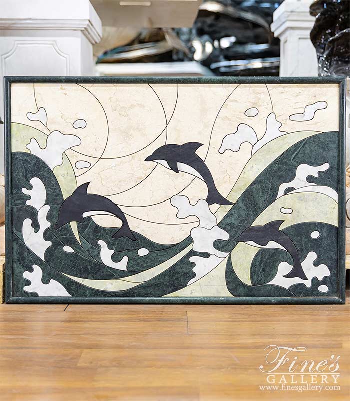 Dolphin Themed Wall Mosaic in Marble