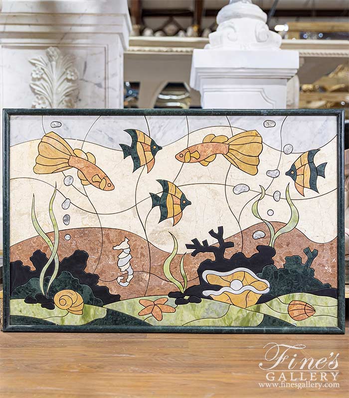 Tropical Fish Marble Mosaic Wall Relief