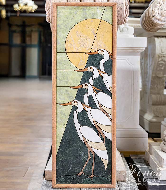 Egret Wall Mosaic in Marble