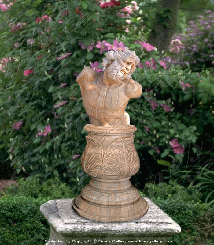 Marble Male Bust with Leaf