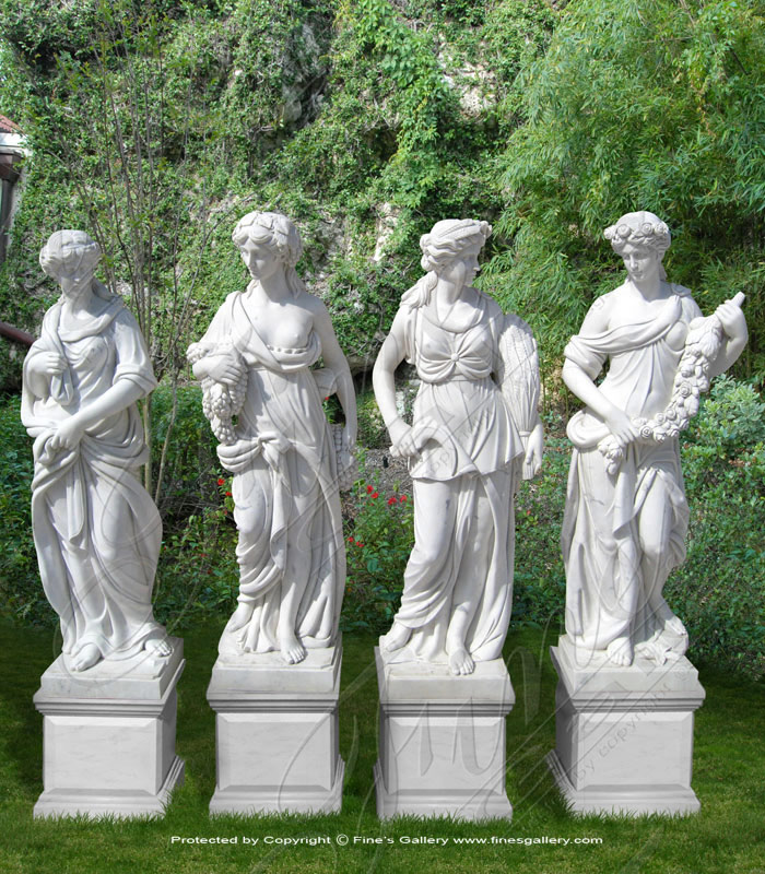 Ladies White Marble Statue Set