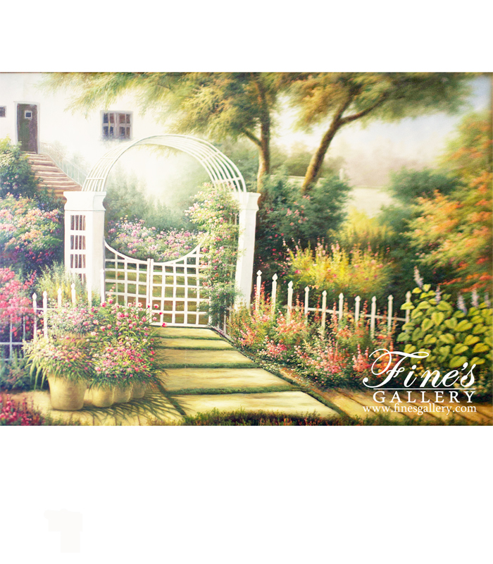 Painting Canvas Artwork  - Nature's Garden And Village Canvas Painting - ART-031