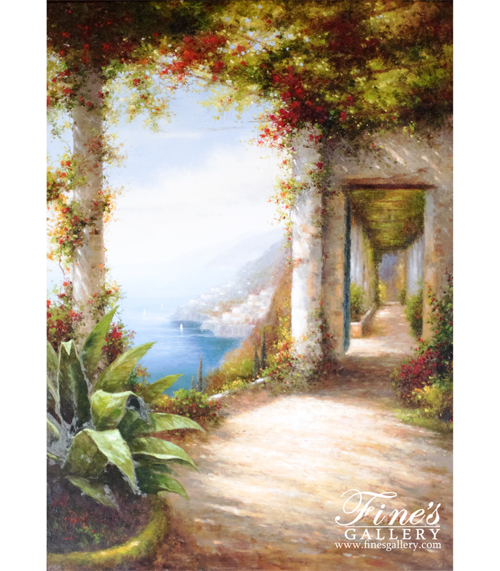 Search Result For Painting Canvas Artwork  - Nature's Garden And Village Canvas Painting - ART-031