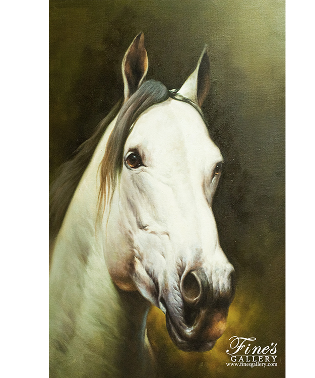 Painting Canvas Artwork  - White Horse Canvas Painting - ART-040
