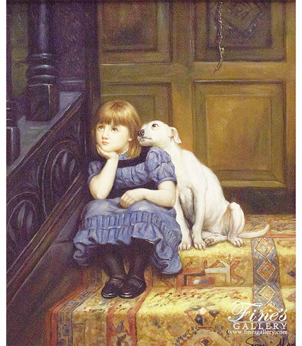 Search Result For Painting Canvas Artwork  - A Girl And A Trusted Friend Canvas Painting - ART-043