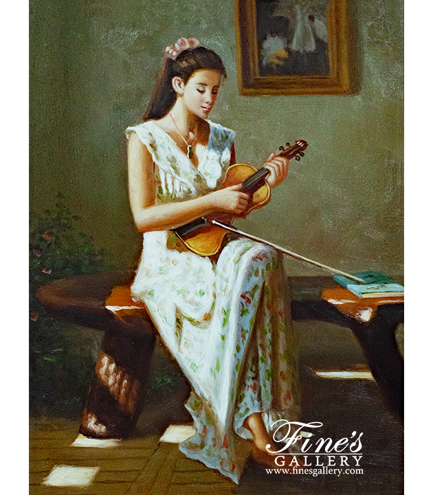 Painting Canvas Artwork  - A Lady Learning Canvas Painting - ART-054