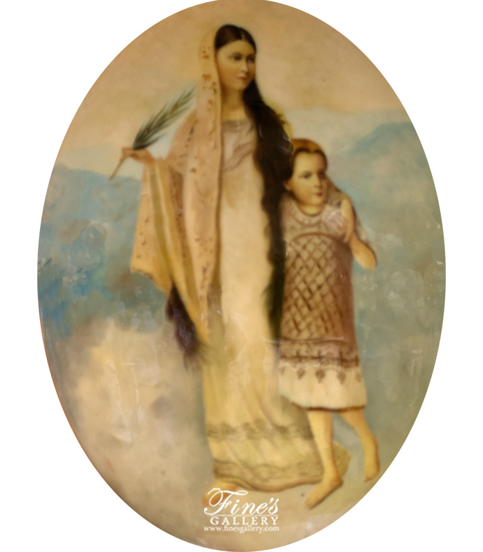 A Woman and Child Painting on Wood