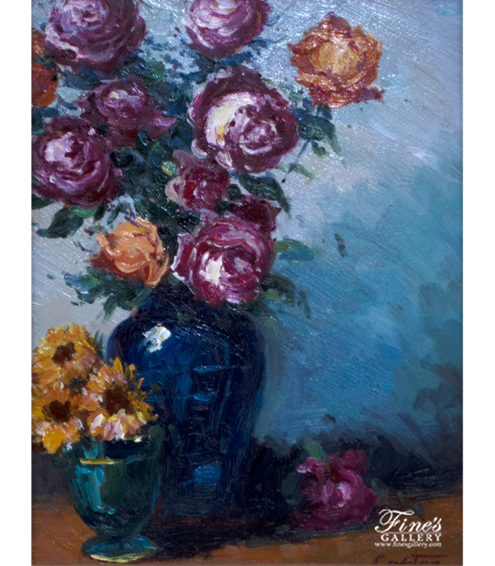 Painting Canvas Artwork  - Roses In A Vase Canvas Painting - ART-098