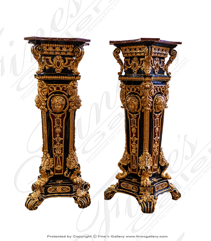Very Fine Bronze and Marble Pedestal Pair