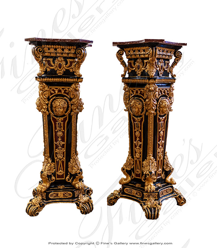 Bronze Bases  - Very Fine Bronze And Marble Pedestal Pair - BB-124