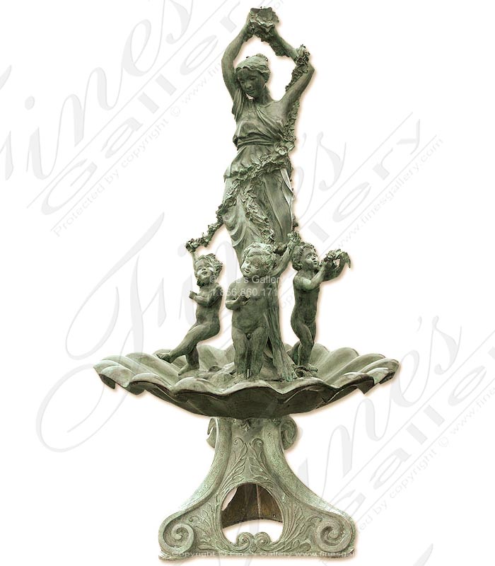 Bronze Fountains  - Antique Patina Bronze Fountain - BF-103