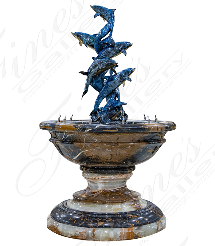 Exotic Bronze, Marble and Alabaster Fountain