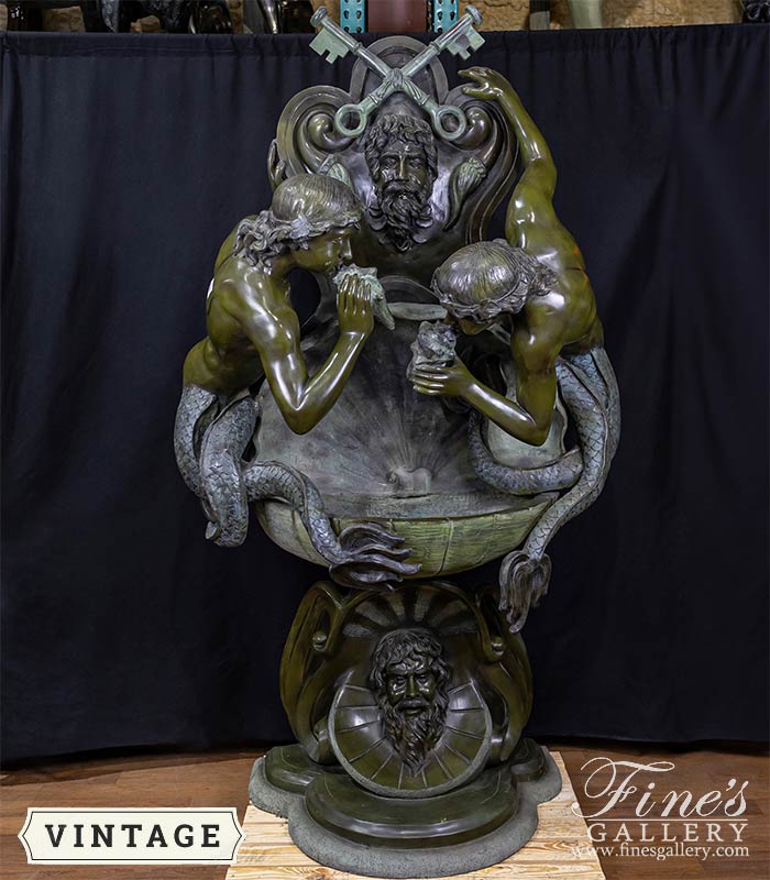 Vintage Mystical Bronze Wall Fountain