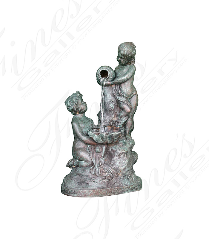 Bronze Fountains  - Cherubs With Vase Bronze Fountain - BF-180