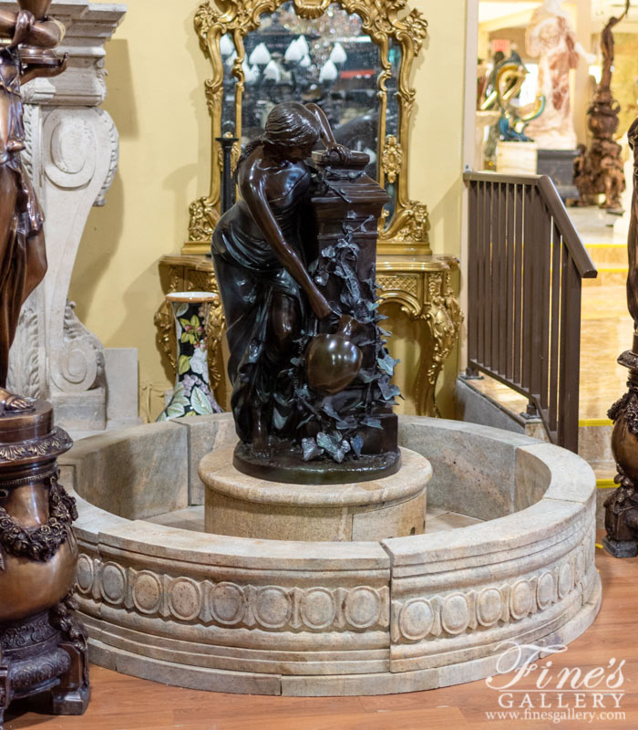 A Vintage Museum Quality Bronze Maiden and Vine Fountain