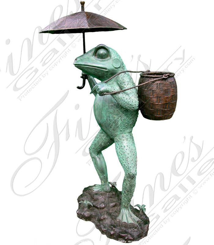 Bronze Fountains  - Umbrella Frog Bronze Fountain - BF-263