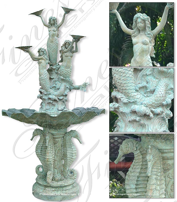 Bronze Fountains  - Enchanted Mermaid Fountain - BF-294