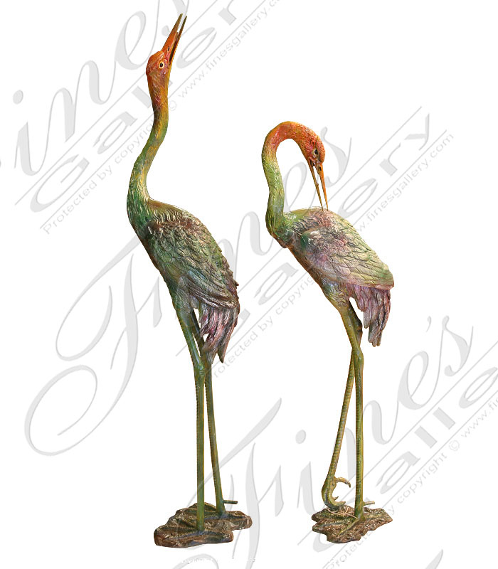 Bronze Fountains  - Patina Bronze Crane Pair - BF-105