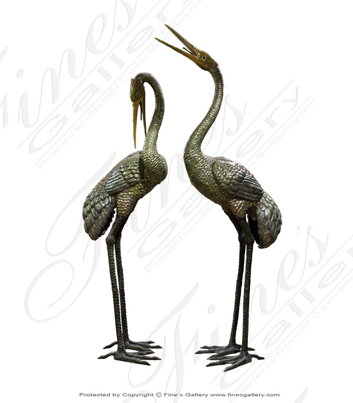 Search Result For Bronze Fountains  - Blue Green Bronze Herons Fountain - BF-706