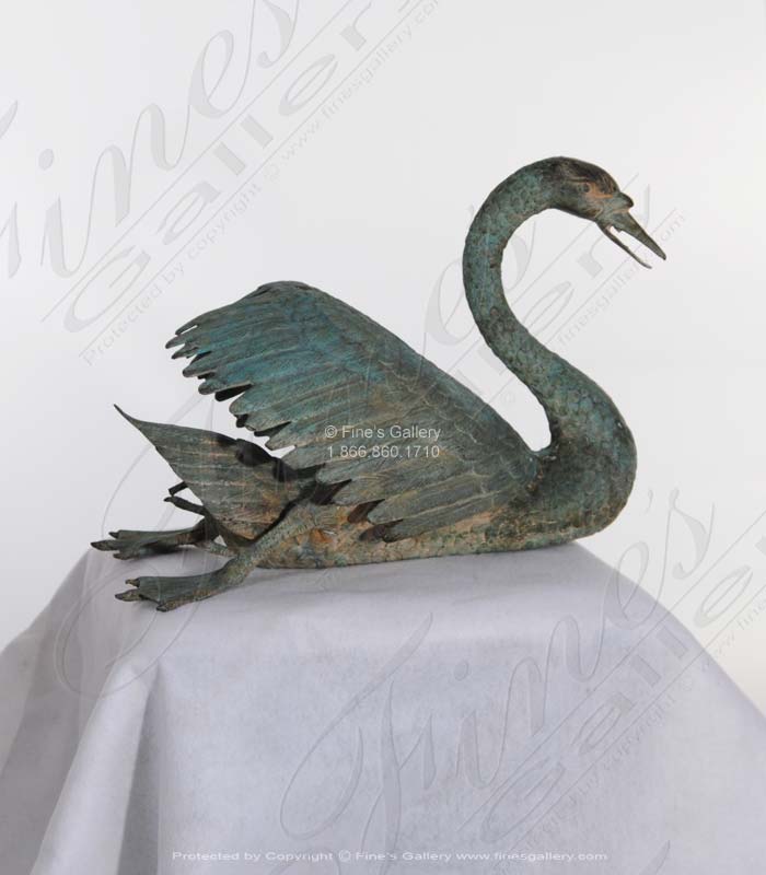 Bronze Fountains  - The Graceful Swan Bronze Fountain In Antique Patina Finish - BF-438