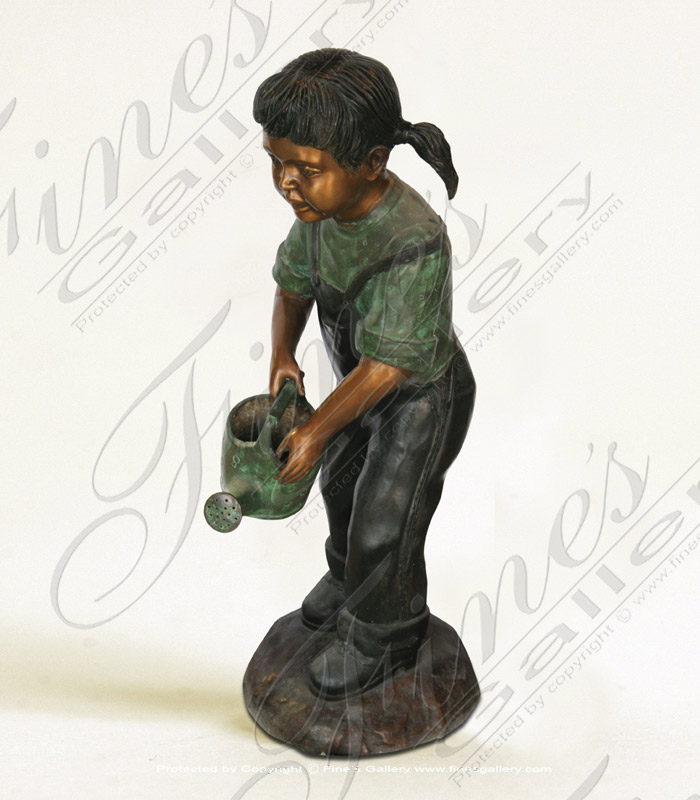 Girl With Watering Can Bronze Fountain