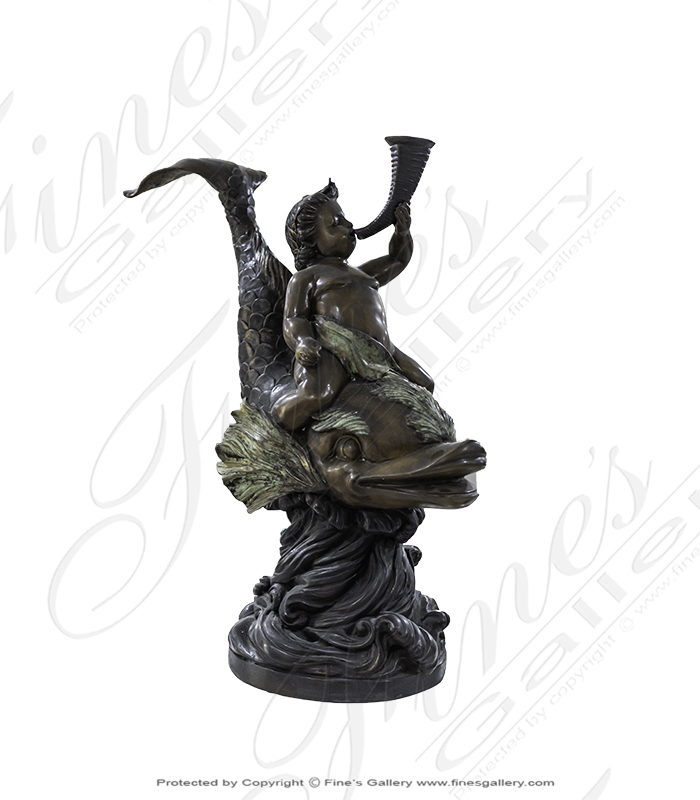 Bronze Fountains  - Child Riding Fish - BF-457