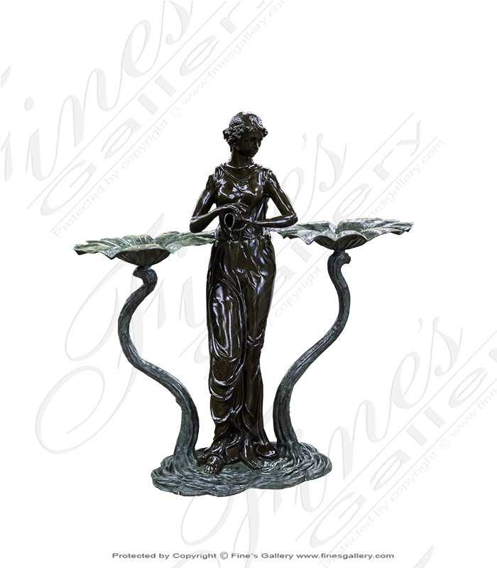 Bronze Fountains  - Enchanted Lily Sprite Bronze Fountain - BF-502