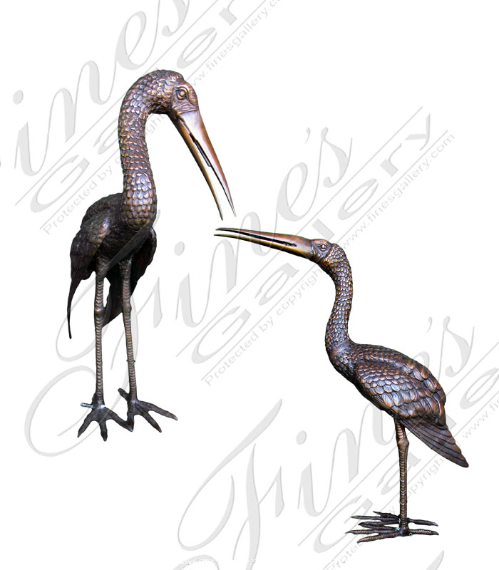 Search Result For Bronze Fountains  - Patina Bronze Crane Pair - BF-105