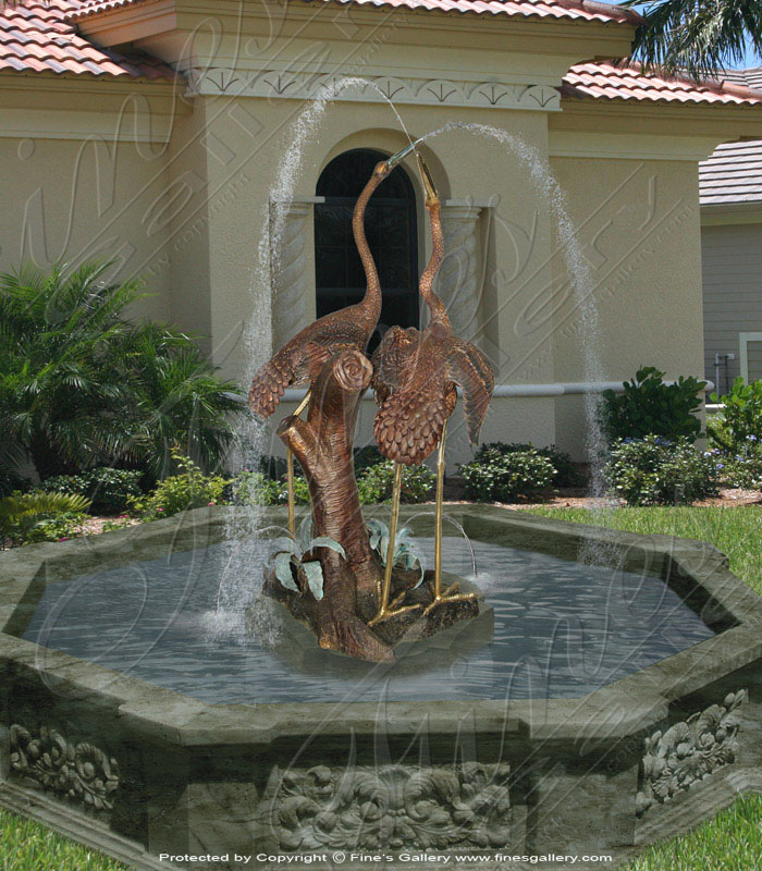Bronze Fountains  - Bronze Heron Fountain - BF-705