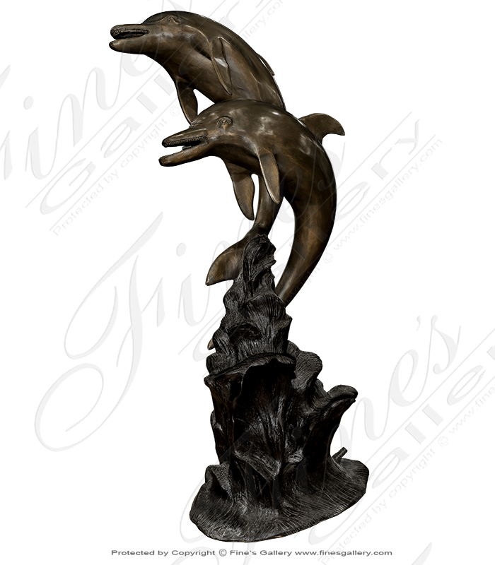 Bronze Fountains  - Bronze Two Dolphins Fountain - BF-610