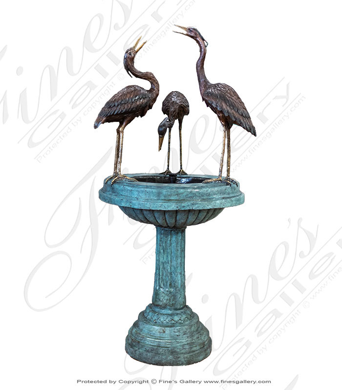 Bronze Fountains  - Two Cranes Bronze Fountain - BF-723