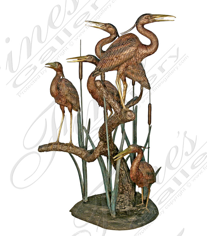 Search Result For Bronze Fountains  - Large Multi Color Bronze Birds - BF-381