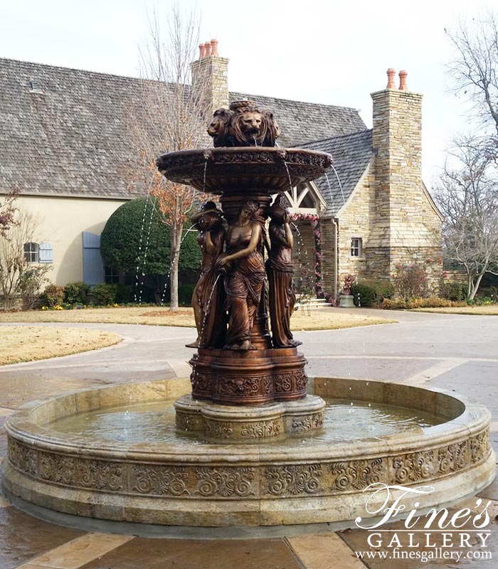 Search Result For Bronze Fountains  - Lions And Maidens Bronze Fountain - BF-640